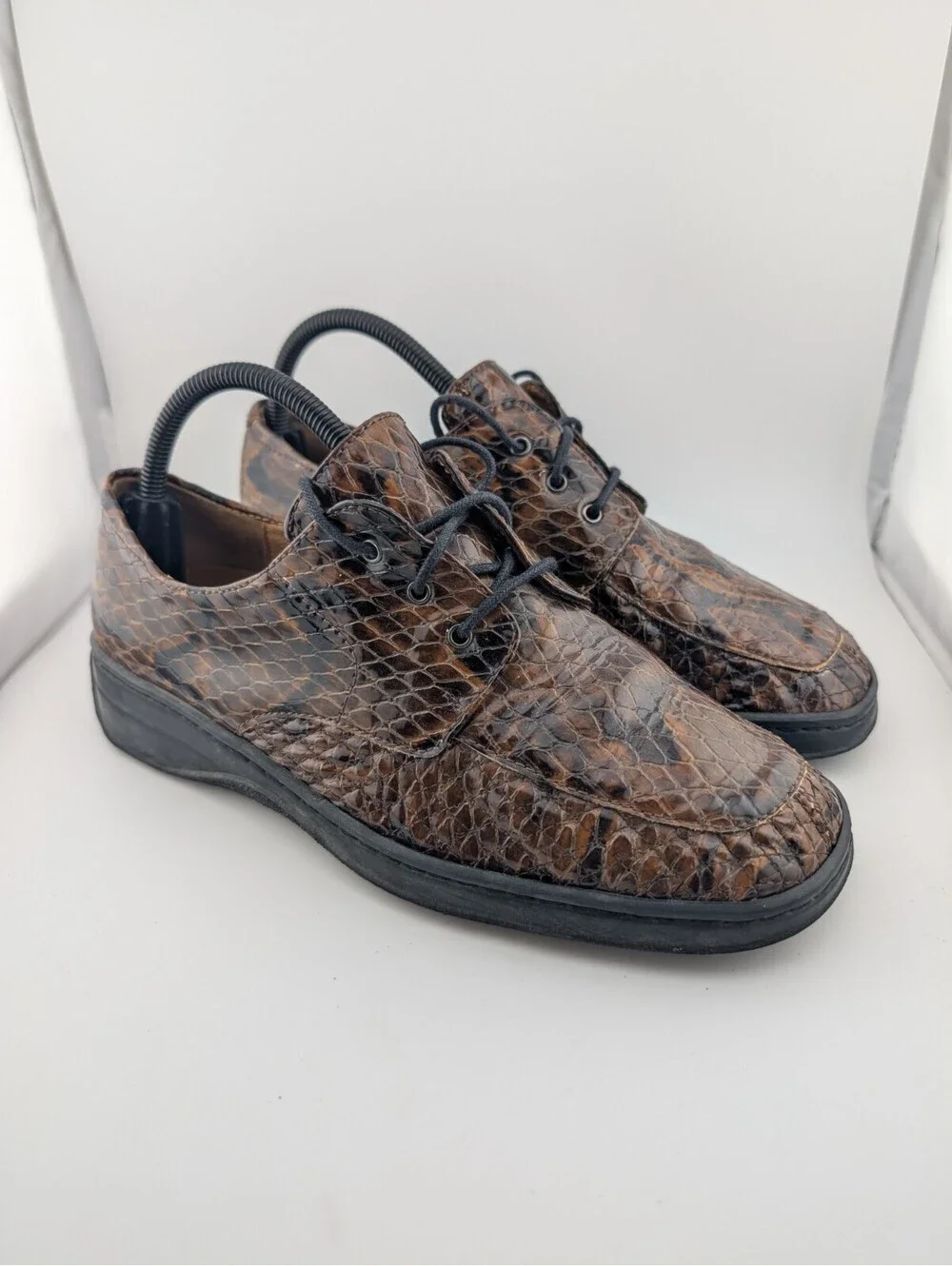 Helle Comfort By Romu's Size 9 Women's Snakeskin Shoes Lace Up Brown 40 Oxfords